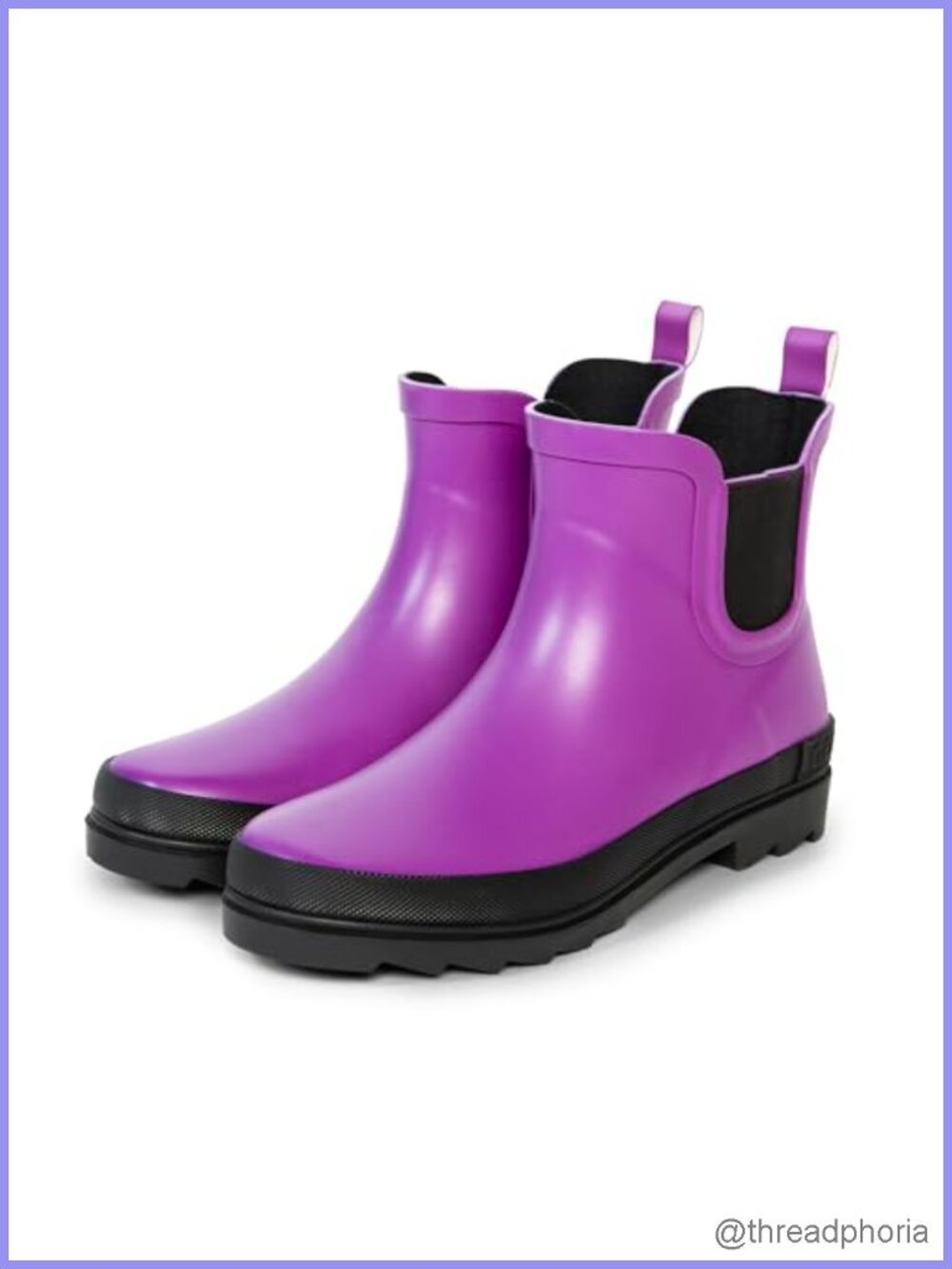 Waterproof Chelsea Rain Boots Ankle Rubber Cotton Lined Pull Tab